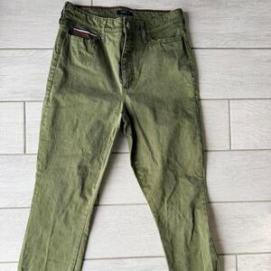 Tommy-hilfiger Women's Flocked Olive Green Jeans